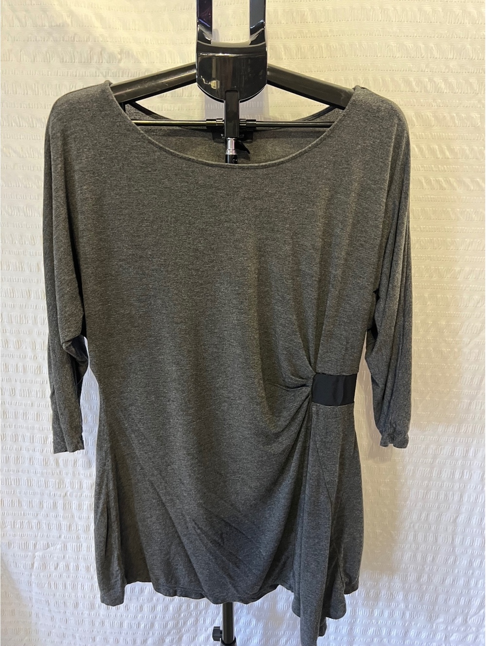 White House Black Market Gray Ruched Side Tunic Top Long Sleeve Size L
